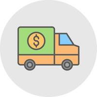 dinero transporte línea lleno ligero icono vector