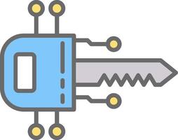 Digital Key Line Filled Light Icon vector