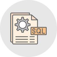 Sql File Line Filled Light Icon vector