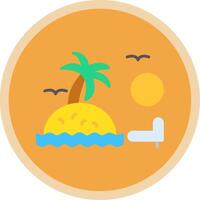 puesta de sol en playa plano multi circulo icono vector