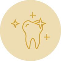 Clean Tooth Line Yellow Circle Icon vector