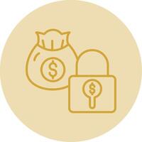 Secure Payment Line Yellow Circle Icon vector