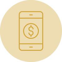 Mobile Banking Line Yellow Circle Icon vector