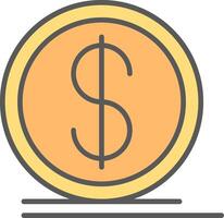 Dollar Coin Line Filled Light Icon vector