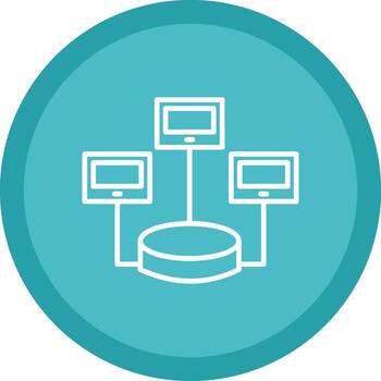 repartido base de datos línea multi circulo icono vector