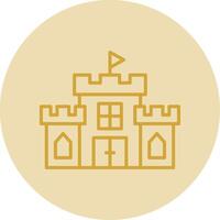 castillo línea amarillo circulo icono vector