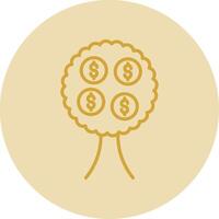 Money Tree Line Yellow Circle Icon vector