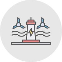 Tidal Power Line Filled Light Icon vector