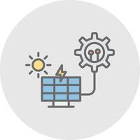 solar panel línea lleno ligero icono vector