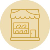 Food Store Line Yellow Circle Icon vector