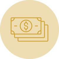 Banknotes Line Yellow Circle Icon vector