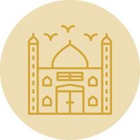 Mosque Line Yellow Circle Icon vector