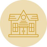 Bungalow Line Yellow Circle Icon vector