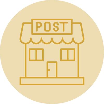 Post Office Line Yellow Circle Icon