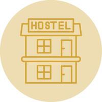 Hostal línea amarillo circulo icono vector