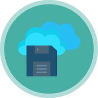 Save To Cloud Flat Multi Circle Icon vector