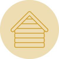 Wooden House Line Yellow Circle Icon vector