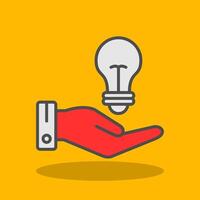 Hand Lightbulb Filled Shadow Icon vector
