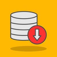 Database Download Filled Shadow Icon vector