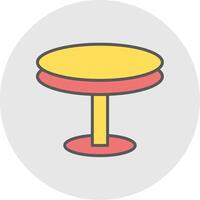 Round Table Line Filled Light Icon vector