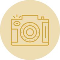 Dslr Camera Line Yellow Circle Icon vector