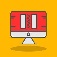 Broken Code Filled Shadow Icon vector