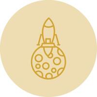 Moon Landing Line Yellow Circle Icon vector