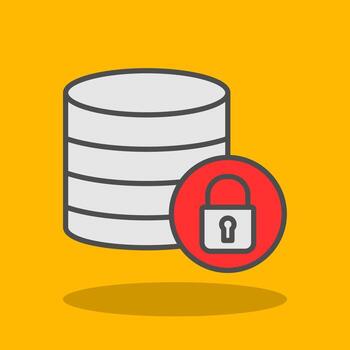 seguro base de datos lleno sombra icono vector