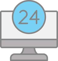 24 Hour Line Filled Light Icon vector