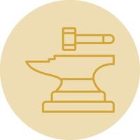 Anvil Line Yellow Circle Icon vector