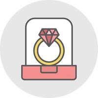 diamante anillo línea lleno ligero icono vector