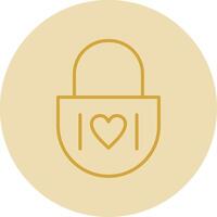 Heart Lock Line Yellow Circle Icon vector