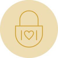 Heart Lock Line Yellow Circle Icon vector