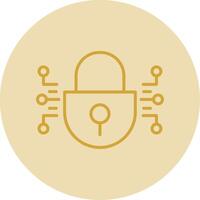 Cyber Security Line Yellow Circle Icon vector