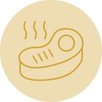 Steak Line Yellow Circle Icon vector