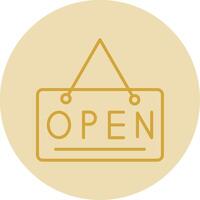 Open Sign Line Yellow Circle Icon vector