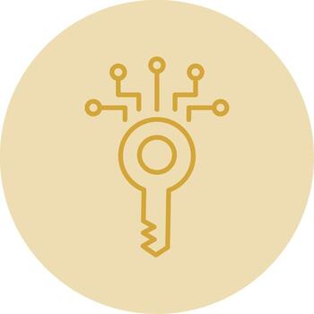 Digital Key Line Yellow Circle Icon vector