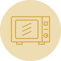 Microwave Line Yellow Circle Icon vector