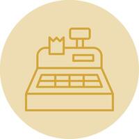 Cash Register Line Yellow Circle Icon vector