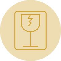 Fragile Line Yellow Circle Icon vector
