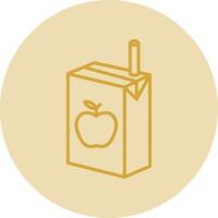 Juice Box Line Yellow Circle Icon vector