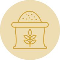 Wheat Sack Line Yellow Circle Icon vector