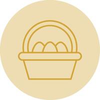 Eggs Basket Line Yellow Circle Icon vector