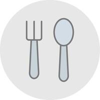 Spoon And Fork Line Filled Light Icon vector