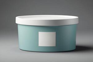 Sleek Turquoise Round Container with Blank Label - Ideal for Cosmetics and Skincare Packaging photo