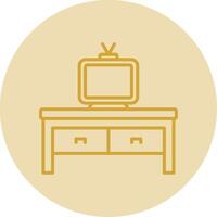 Tv Table Line Yellow Circle Icon vector