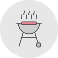BBQ Grill Line Filled Light Icon vector