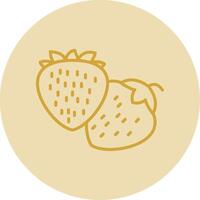 Strawberries Line Yellow Circle Icon vector