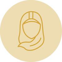 Hijab Line Yellow Circle Icon vector