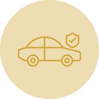 coche seguro línea amarillo circulo icono vector